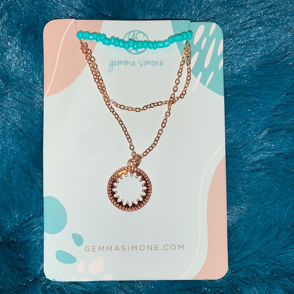 Gemma Simone Aqua Beaded Lariat